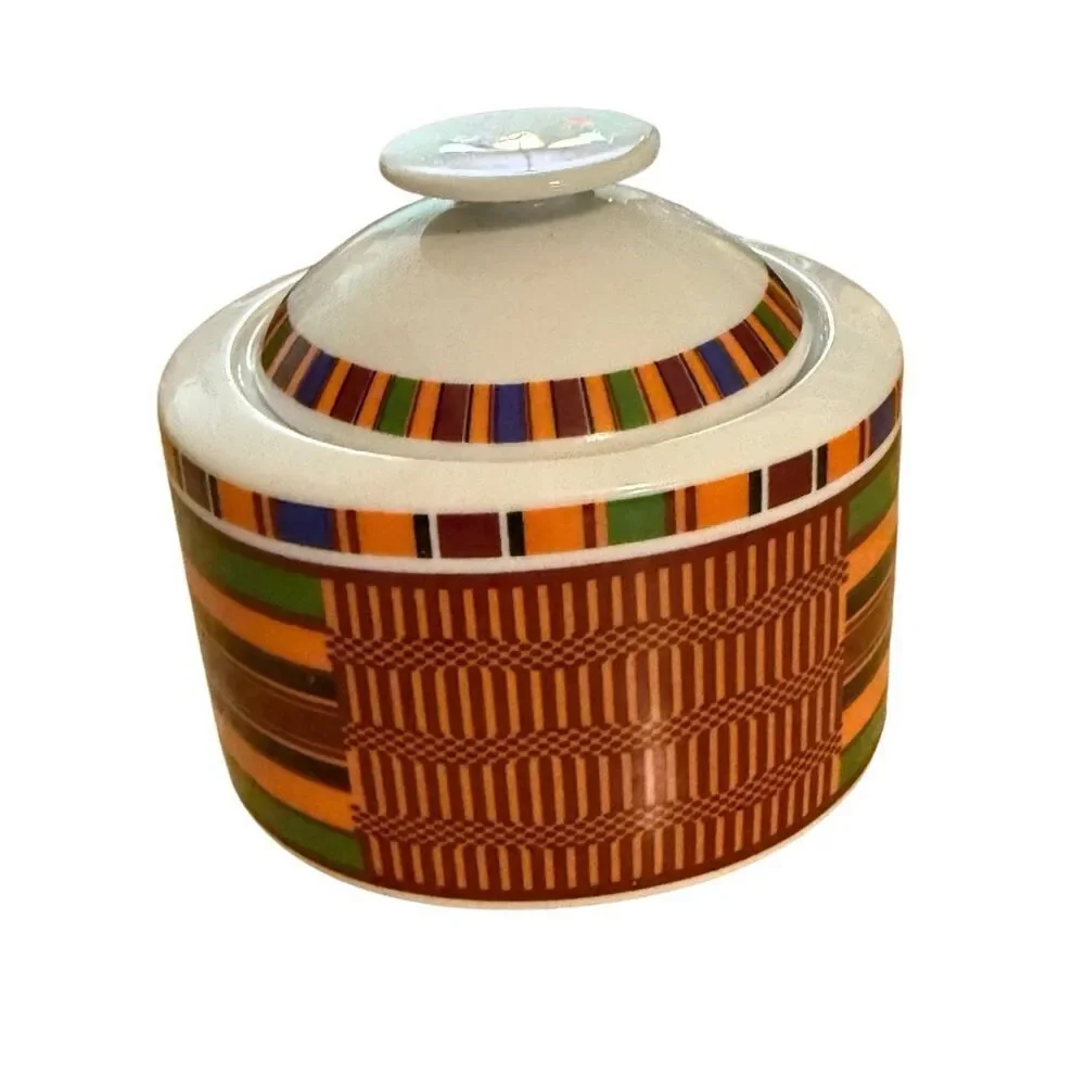 Royal Porcelain made for Struggleman Inc Aztec Stripe‎ Sugar Bowl with Lid